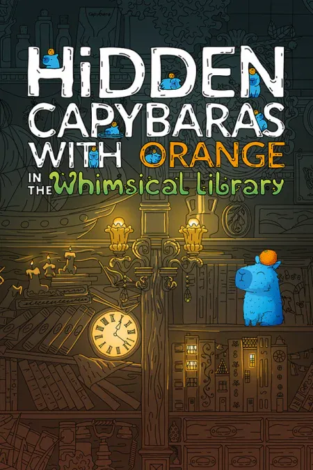 Hidden Capybaras with Orange in the Whimsical Library